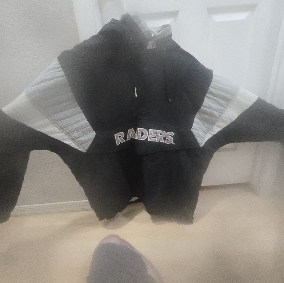 90's Starter half zip(w/pouch) classic Raiders jacket sz M